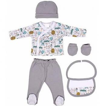 Interbaby SET06-31 - Set Regalo 5 Piezas Modelo Animalitos Gris, unisex