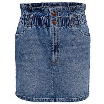 Only Millie Women's Mini Paper Skirt in Medium Blue Denim