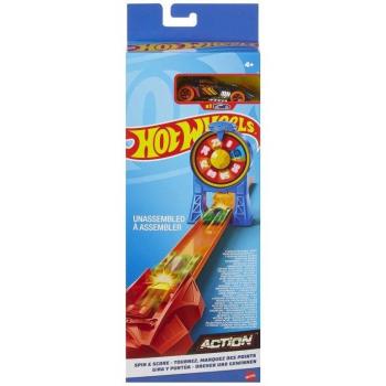 Pista de Juguete Hot Wheels Lanzadera Gira y Puntúa de Mattel con Acrobacias