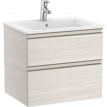 Mueble de baño Roca The Gap con 2 cajones y lavabo central, color Fresno nórdico, medidas 605 x 460 x 537 mm