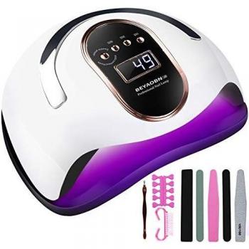 BEYAOBN Lampara LED Uñas 168W Profesional Secador de Uñas LED UV Lampara Uñas Gel Semipermanentes Maquina Uñas Luz Lamp con Sensor Automatico,4 Temporizadores Manicura/Pedicure Nail Art Hogar el Salón