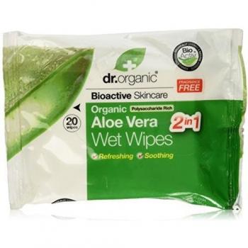 Dr.Organic Toallitas húmedas Aloe Vera,1 paquete de 20 piezas