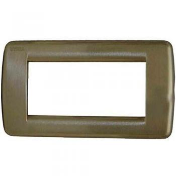 Placa Vimar Idea Rondo 4 Módulos Níquel Cepillado