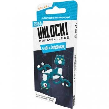 Unlock! Miniaventuras El Gato De Schrödinger - Juego de mesa de cartas de escape room, para 1 a 6 jugadores, recomendado a partir de 10 años, con partidas de 30-45 minutos, en español
