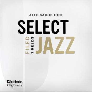 D'Addario Rico Organic Select Jazz Filed 2 Hard Alto Saxophone Reeds (Pack of 3)