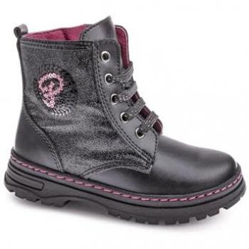 Bota Plana de Niña Pablosky 433915 Negra con Cordones y Cremallera