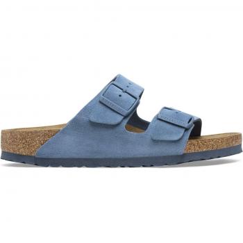 Sandalias Unisex Birkenstock Arizona Suede con Doble Banda en Color Azul Elemental