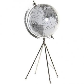 Globo terráqueo metal plástico blanco 27 x 25 x 61 cm