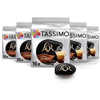 Tassimo Cápsulas de Café L'OR Lungo Colombia | 80 Cápsulas Compatibles con Cafetera Tassimo - 5PACK