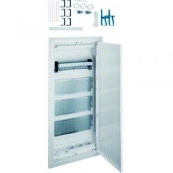 Distribuidor Multimedia Hager VU48NW UPV, 4 hileras, montaje empotrado, con puerta de acero ranurada