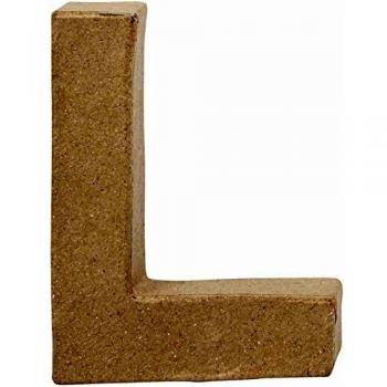 Letra L de papel maché 10 cm, 7.5 cm ancho, 1.7 cm grosor, pieza única