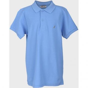 Polo de niños azul de algodón con detalle bordado