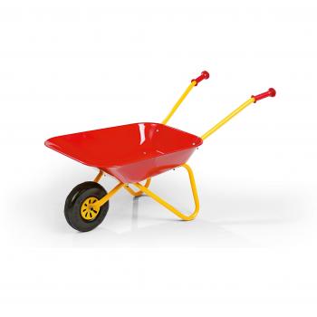 Carretilla metálica roja para niños Rolly Toys - Capacidad hasta 25 kg, con asas de plástico