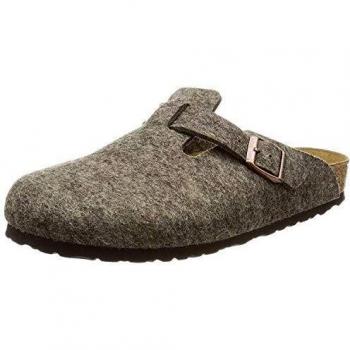 Birkenstock Boston Women's Clogs - High-Quality Brown Wool with Buckle