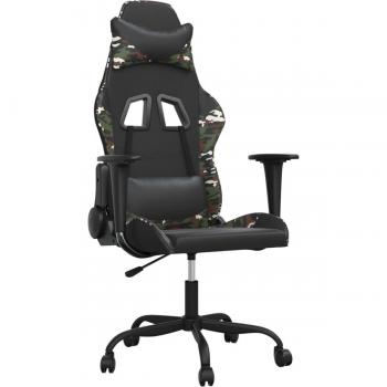 Silla gaming de piel sintética negra y camuflaje vidaXL