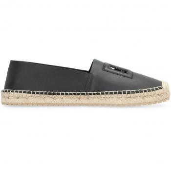 Dolce & Gabbana Men's DG Leather Espadrilles in Black | Size 45 | A50574AO60280999