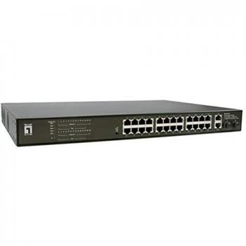 LevelOne GEP-2821 Unmanaged Gigabit Ethernet Switch with Power over Ethernet (PoE) - 28 Ports, 1U Rack Mount