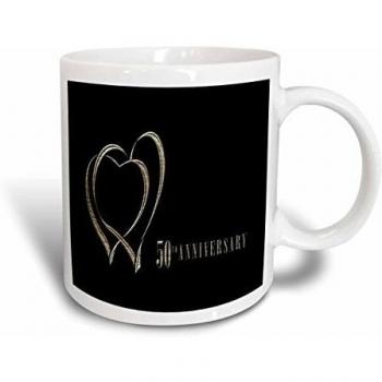 Mensuk Two Gold Hearts 50th Anniversary Mug, 11-Ounce