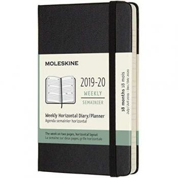 Agenda Moleskine Horizontal Semanal 18 Meses Pocket Tapa Dura Negra