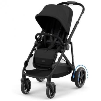 Cochecito evolutivo e-Gazelle S CYBEX moon black negro - Silla de paseo ligera y resistente, plegable con una mano, sistema de viaje 2 en 1 (capazo y silla), ruedas todoterr