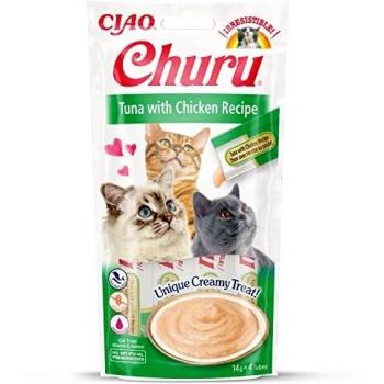 INABA Churu Sticks - Golosinas para Gatos Que se Pueden lamer para Alimentar con la Mano - Delicioso y Saludable refrigerio para Gatos - Atún y Pollo