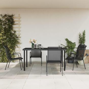 5-Piece Garden Dining Set - Black Steel and Textilene