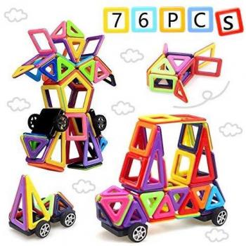 Morkka Bloques de construcción de Bloques magnéticos de 76 Piezas Juegos educativos para niños, Construction Building Sets