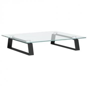 vidaXL Monitor Stand - Black, 40x35x8 cm, Tempered Glass and Metal