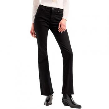 Pantalón de 5 Bolsillos Negro Armani Exchange para Mujer, Denim Satinado de Algodón, Corte Acampanado, Talla 26