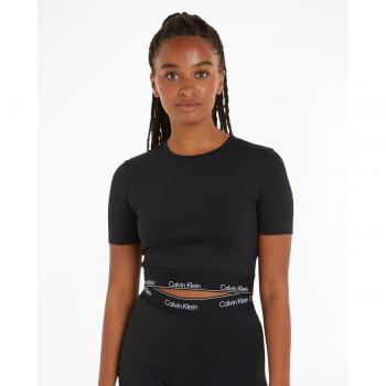 Camiseta deportiva cropped Calvin Klein Sport negra mujer - M