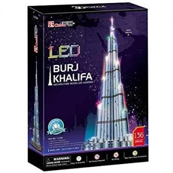 Puzzle 3D Burj Khalifa Led - Puzzle 3D Adultos | Puzzle 3D Niños 8 Años O Más | Maquetas para Construir Adultos | Maquetas para Montar 136 Piezas | Puzzles 3D