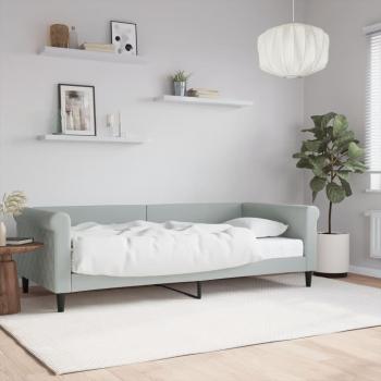 Sofá cama con colchón gris claro 90x200 cm en terciopelo