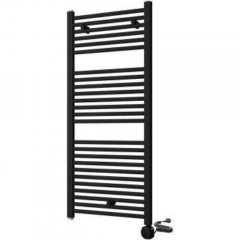 Radiador Secatoallas Eléctrico Negro Mate 120x50 cm de Acero L306424