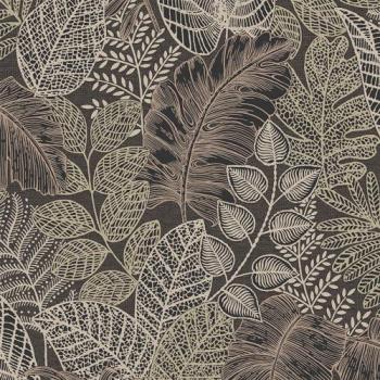 Scattered Leaves Charcoal & Gold Floral Wallpaper - Easy Application, Intricate Design for Any Room