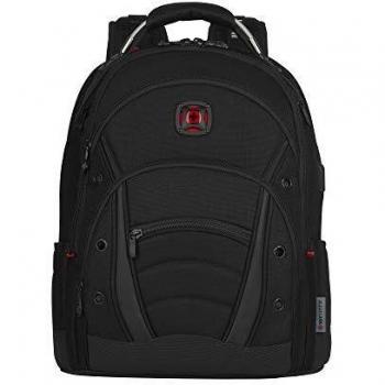 Wenger 606491 synergy deluxe 16 laptop backpack padded laptop compartment with external usb plug with charging cord in black 26 litres