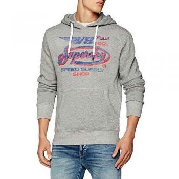 Superdry V8 Moto Hood, suéter para Hombre, Gris