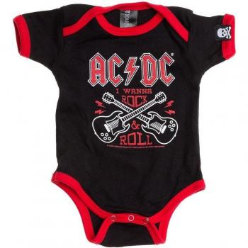 Sourpuss AC/DC Baby Body Manga Corta - Wanna Rock 'n' Roll Pelele Negro/Rojo negro Talla:3-6 meses
