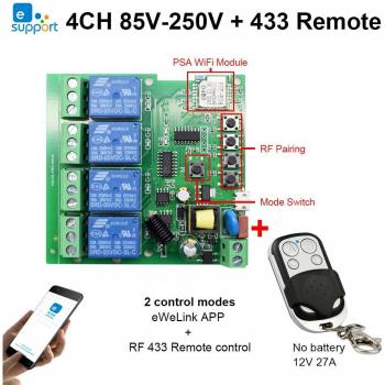 Control Remoto Inteligente eWeLink Wifi con Módulo de Interruptor Inalámbrico 1CH/4CH DC5V 12V 32V 220V, Autobloqueo, RF, Relés de