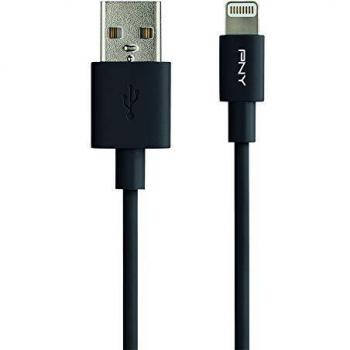PNY Cable Lightning de 1,2m para Apple iPad, iPhone y iPod, Color Negro