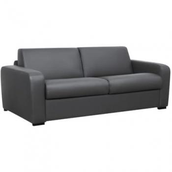 Sofá cama de 3 plazas con apertura italiana de piel gris y colchón de 22 cm Bevis