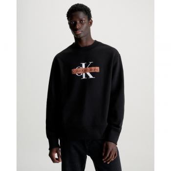 Calvin Klein Jeans Black Monologo Stencil Crew Neck Sweatshirt for Men, Size L