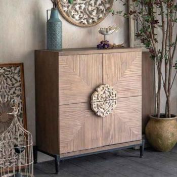 Recibidor Alexandra House Living Madera de abeto MDF 92 x 41 x 86 cm con 2 puertas en color marrón