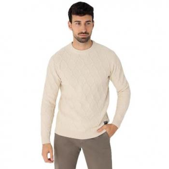 Jersey de Punto Enrejado Beige para Hombre con Cuello Perkins - Bendorff Casual 2024