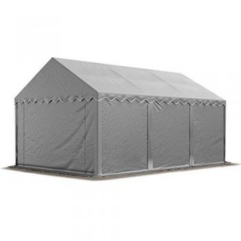 Carpa almacén 4x6 m PVC 750 n impermeable gris con base reforzada