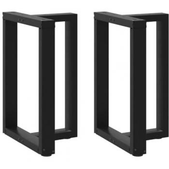 T-Shaped Dining Table Legs Set of 2 Black Steel 60x35x(72-73) cm