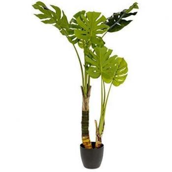 Kave Home - Planta Artificial Monstera con Maceta de Cemento Negro 130 cm