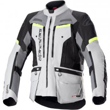Alpinestars Chaqueta de Moto Bogota' Pro Drystar Gris Hielo-Gris Oscuro-Amarillo Fluo, chaqueta textil impermeable para motocicletas