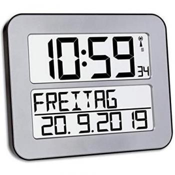 TFA-Dostmann 60.4512.54 Reloj de Pared Digital Decorativo, Color Plata