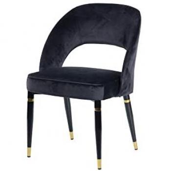 Silla Velvet Houston 56x58x83 Cm - Comodidad Duradera, Diseño Ergonómico, Terciopelo Negro/Dorado