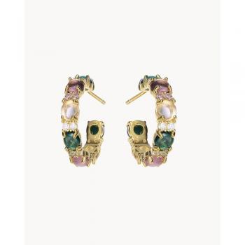 Pendientes Aro Lofoten Island Full - Elegantes pendientes de aro con piedras multicolores y diseño exclusivo